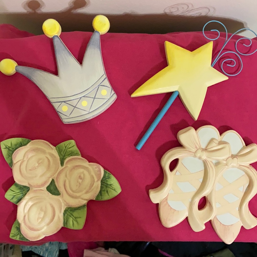 Decor for bedroom or playroom. Princess and ballet wall hanging set of 4